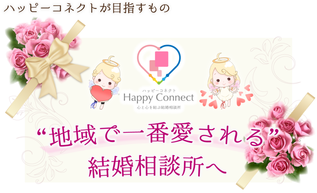 ハッピーコネクトが目指すもの、地域（みなとみらい）で一番愛される結婚相談所へ　ハッピーコネクトマスコット天使（男の子、女の子）