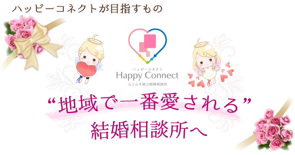 ハッピーコネクトが目指すもの、地域(藤沢)で一番愛される結婚相談所へ ハッピーコネクトマスコット天使(男の子、女の子)