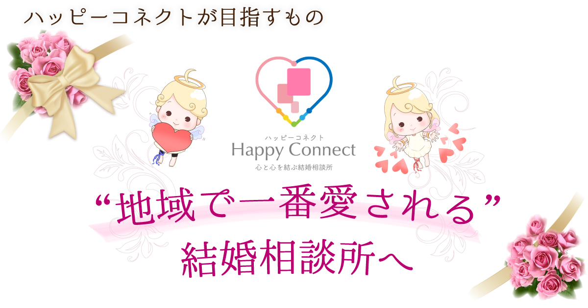 ハッピーコネクトが目指すもの、地域（藤沢）で一番愛される結婚相談所へ　ハッピーコネクトマスコット天使（男の子、女の子）