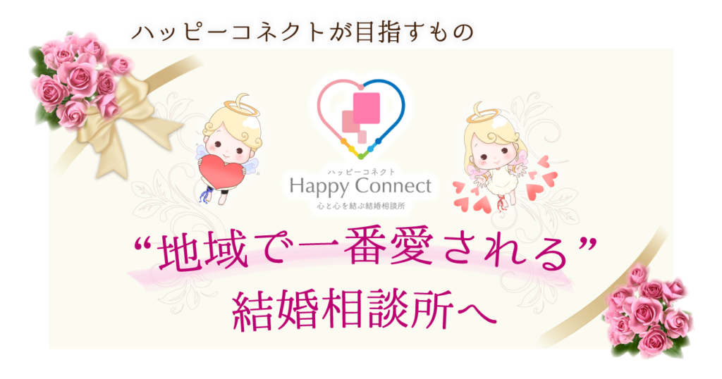 ハッピーコネクトが目指すもの、地域（大和市）で一番愛される結婚相談所へ　ハッピーコネクトマスコット天使（男の子、女の子）