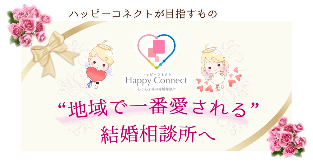 ハッピーコネクトが目指すもの、地域（青葉台）で一番愛される結婚相談所へ　ハッピーコネクトマスコット天使（男の子、女の子）