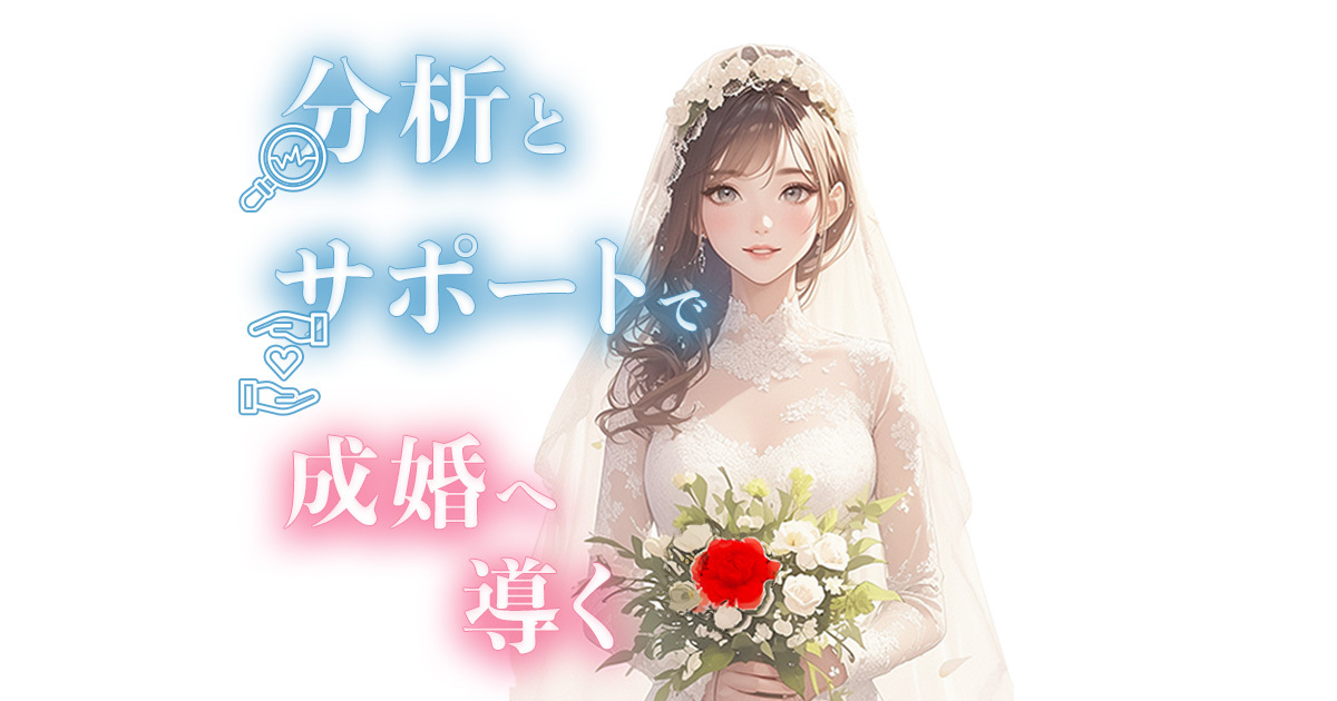 横浜の結婚相談所ハッピーコネクトのオリジナルキャラクター女性、分析とサポートで成婚に導くというスローガン